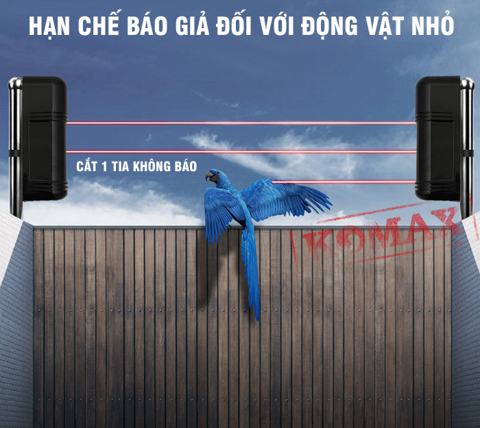 Hàng rào beam ABE-200 với 3 tia hồng ngoại, hạn chế báo động giả khi vật thể cắt không đủ 3 tia