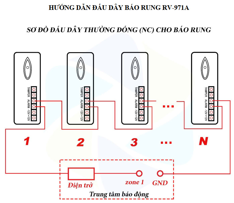 Cách đấu dây cho cảm biến rung RV-971A