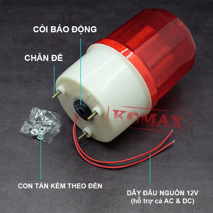 Đèn quay 12V kèm còi hú, dùng cho các hệ thống chống trộm, báo cháy