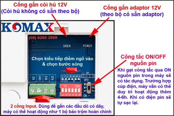 Các tiếp điểm của bộ khuếch đại KM-Z08