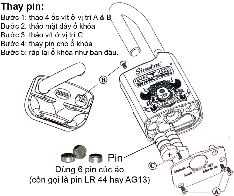 Cách thay pin khóa AL-50