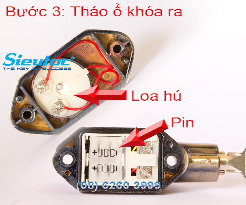 Bước 3 thay pin cho khóa chống trộm Kinbar