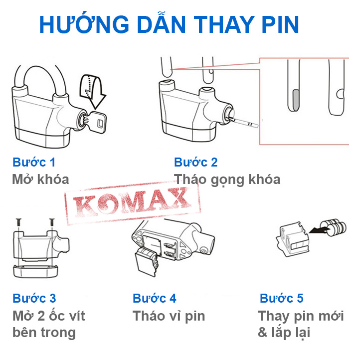 Cách thay pin cho ổ khóa chống trộm 2 lõi bi k-8325i