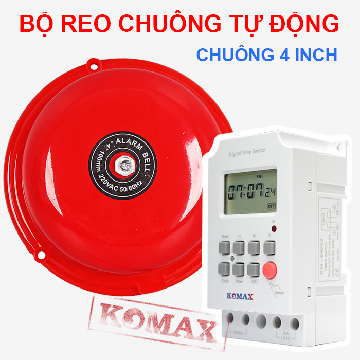 BỘ CHUÔNG ĐIỆN HẸN GIỜ REO 220V 4 INCH SW-4B