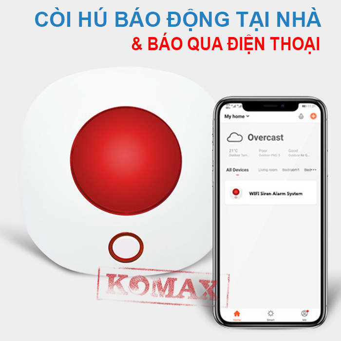 CÒI CHỐNG TRỘM WIFI KÈM PIN KM-70W