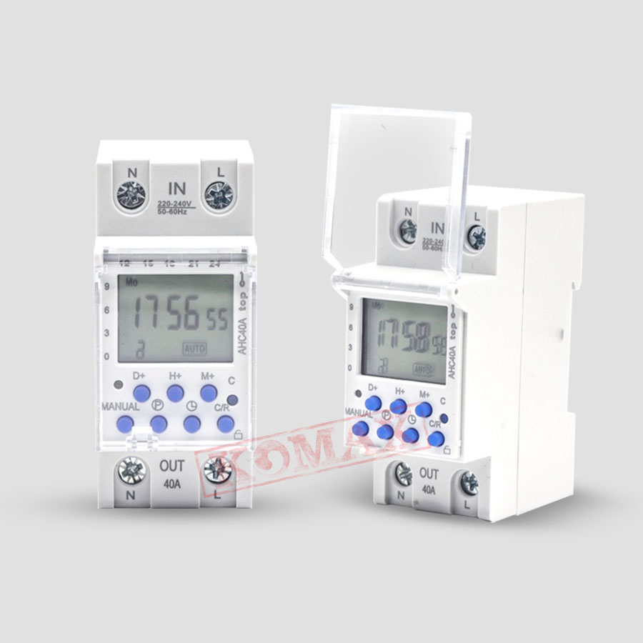 Hẹn giờ công nghiệp Komax AHC40A Top 40A – tự động bật/tắt thiết bị công suất lớn.