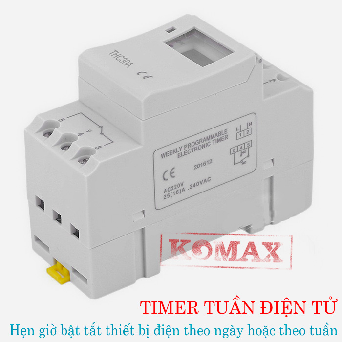 Công tắc hẹn giờ điện tử lập trình THC30A thiết kế module chuyên dụng cho tủ rack, hộp tủ điện