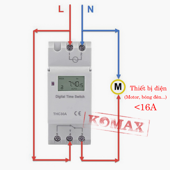 Sơ đồ đấu dây hẹn giờ lập trình công suất lớn THC-30A