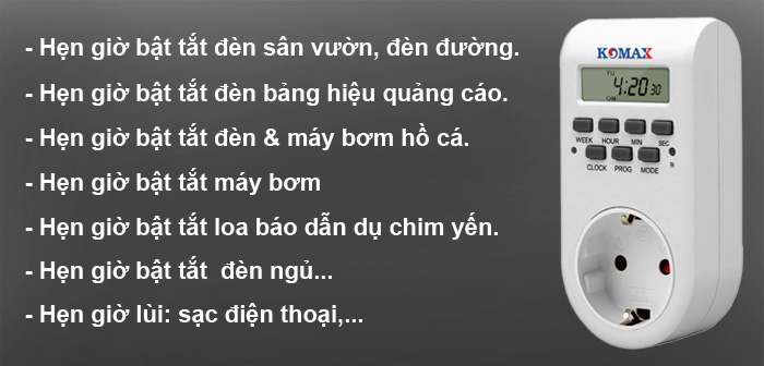 Các chức năng cơ bản của thiết bị hẹn giờ ETG-2A