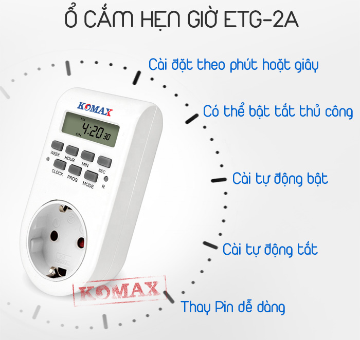 Ổ cắm điện hẹn giờ ETG-2A dùng cho nhiều việc