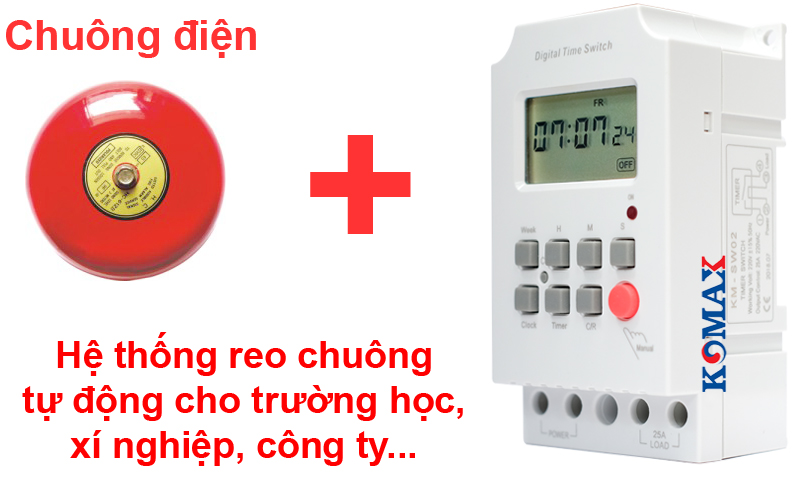 Kết hợp timer KM-SW02 và chuông điện