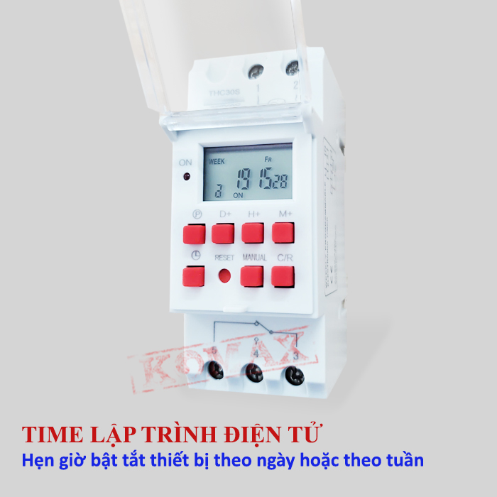 Công tắc hẹn giờ điện tử lập trình THC-30S. Thiết kế module chuyên dụng cho tủ rack, hộp tủ điện