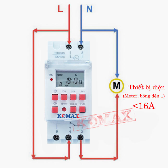 Sơ đồ đấu dây hẹn giờ lập trình công suất lớn THC-30S